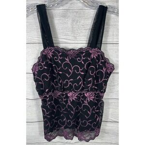 ARIANNE Gothic Vampire Whimsigoth Y2K Sheer Floral Lace Babydoll  Top Small